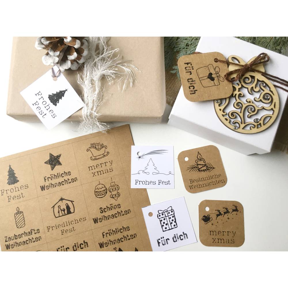 Druckvorlage Frohe Weihnachten, PDF, Vorlage zum Download und Ausdrucken Selbstausdrucken Geschenkkarte modern Geschenka Bild 1