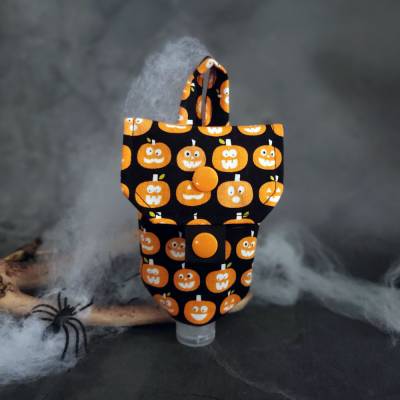 Handgel- / Desinfektionsmittel-Tasche | Kürbisse - Handmadetasche Accessoire für Halloween