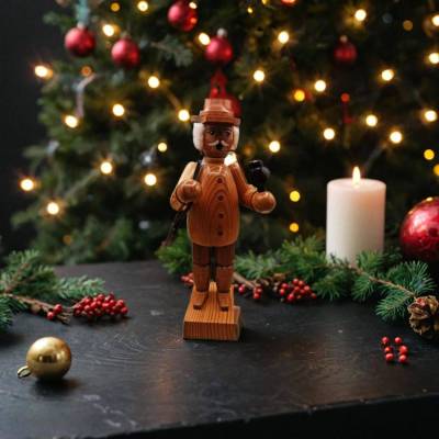 Räuchermann Jäger mit Gewehr & Pfeife – Vintage Erzgebirge Seiffen, 31 cm, handgefertigt