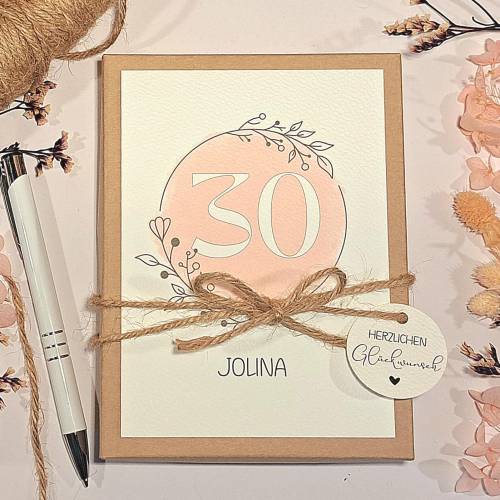Geldgeschenk 30. Geburtstag personalisiert | Geschenkbox für Frauen | Geburtstagsgeschenk mit Name und Glückwunschkarte