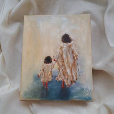 "Und er nahm meine Hand und führte mich" Leinwand 24x30 cm Spirituelle Bilder