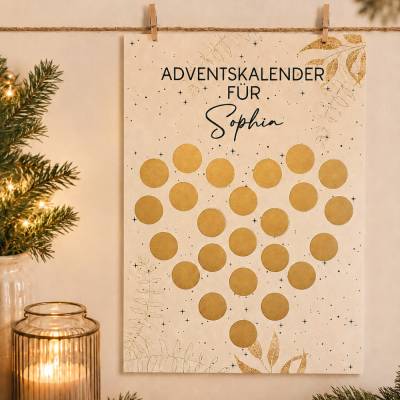 DIY Rubbel-Adventskalender personalisiert – Adventskalender Set zum Selbstbeschriften für kleine Glücksmomente im Advent