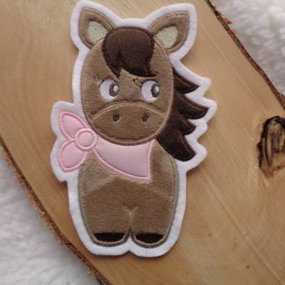 Applikation / Aufnäher süsses Pony / Pferd aus Plüschstoff