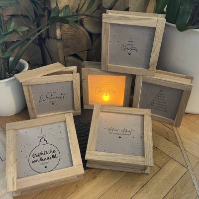Handgemachte Lichtbox aus Eichenholz / Klötzchen Leuchtrahmen Weihnachtsdeko & Geschenkidee Advent Christmas