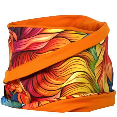 Loop Schal Regenbogenblätter – Bunter Schlauchschal aus Sommersweat, kuschelweich & handgenäht