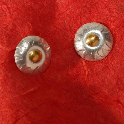 Elegante Ohrstecker „Sonnen“ aus 935 Silber & Feingold – Handgefertigter, vielseitiger Ohrschmuck