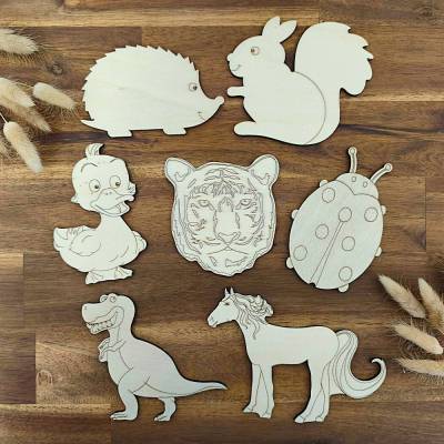 Holztiere zum Bemalen / Tiere aus Holz / Bastelidee Kindergeburtstag Kindergeburtstag	