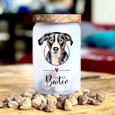 Glas Leckerlidose 'Appenzeller Sennenhund' mit Namen, 700 ml