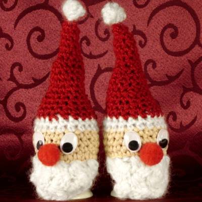 Eierwärmer Nikolaus 2er Set – Gehäkelte Weihnachtsmann Deko aus Baumwolle – Handarbeit – Adventsdeko