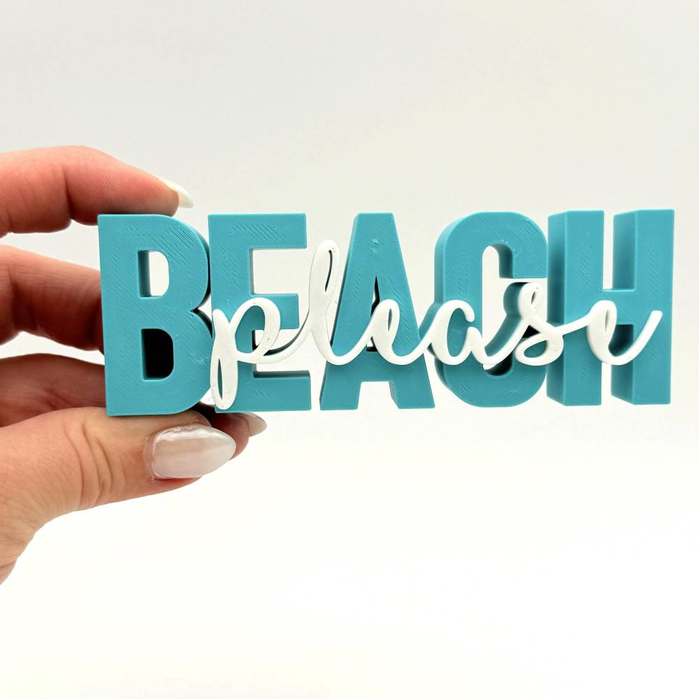Schriftzug BEACH PLEASE, 3D-Druckdatei, Digitale Datei, STL u. 3MF-Format Bild 3