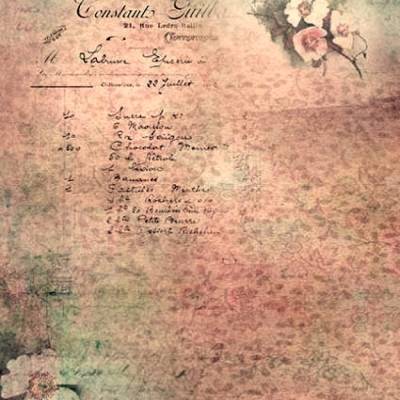 Papier für Scrapbooking, Bastelkarton, alte Schrift, Blumen, Vintage, A4, SCM0068