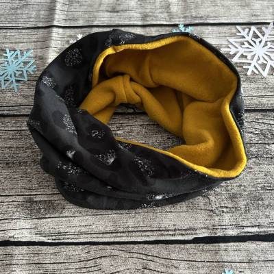 warmer Schlauchschal Loop Schal für den Winter Schwarz Glitzer Leo 