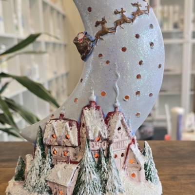 Keramik Windlicht - Weihnachtszauber - Winter - Nicolaus - Beleuchtung -