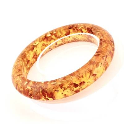 Armreifen Kunststoff Polybernstein abgerundet - Vintage Armschmuck Kunstbernstein 