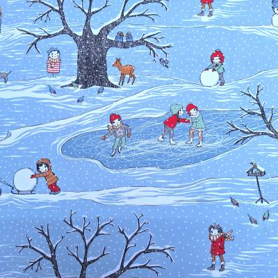 Jersey, lillestoff, Susalabim, Bellas Jahreszeiten, L`Inverno Endstück 0,55 x1,60m, Winterstoff, Baumwolle