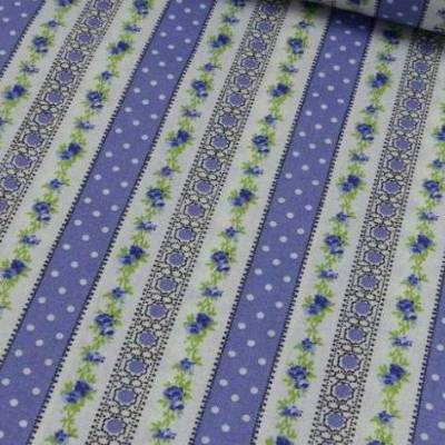 Trachtenstoff Dirndlstoff Stof Blumen Streifen Ranken Flieder Oeko-Tex Standard 100(1m/14,-€)