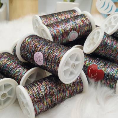 (GP 162,50KG) ஜ Lurex ஜ Multicolor 3000m Spule   für Bobbel Farbverlaufsgarn Lacegarn Glitzer Häkeln Strick