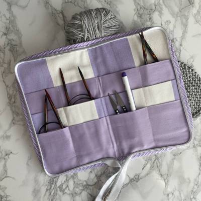 Nadeltasche, Aufbewahrungstasche für Rundstricknadeln, verschließbar mit Reißverschluss