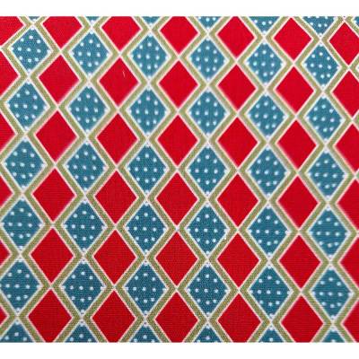 Baumwollstoff Rauten Weihnachtsstoff, Breite 1,45 m, Meterware, grün rot gelb