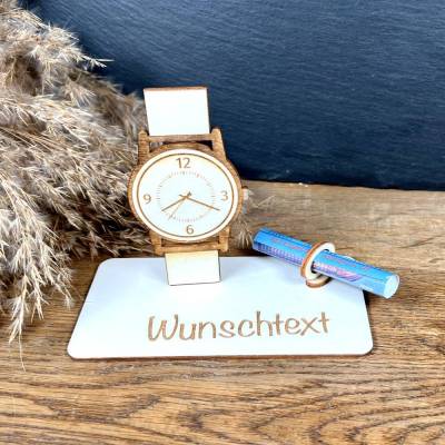 Geldscheinhalter Armbanduhr, Smartwatch, Geldgeschenk, Geburtstag, Geschenk, Wunschtext, Personalisierbar