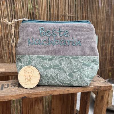 Beste Nachbarin  // Schminktasche // Kosmetiktasche // Geschenk // Schminktäschchen // Kulturbeutel