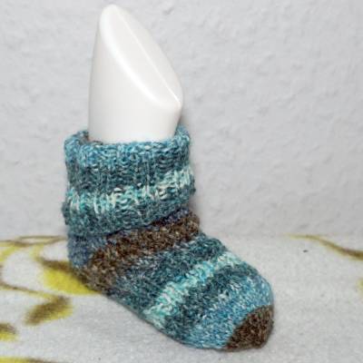 1 Paar gestrickte Babysocken, Spiralsocken, mitwachsende Socken, Größe 15-16  (0-6 Monate)