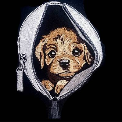 Welpe in Tasche Lichteffekt Stickdatei – Niedliche Hundestickerei 14x14cm bzw. 15x15cm für kreative Hundeliebhaber
