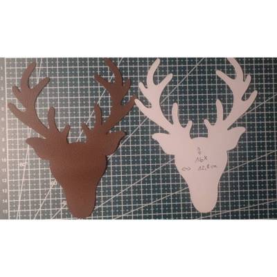 Hirschkopf Kunstleder Applikation Patch 2er Set – 16 x 12,8 cm für Reparatur & Basteln in vielen Farben