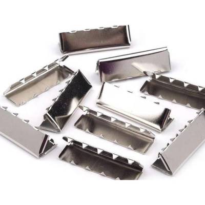 10 Endstücke für Bänder, Gurtband, Kordeln, flach, Silber, Metall, 40 mm