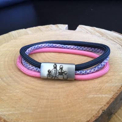 „Familie“ Cooles und schönes Multistrang-Armband mit graviertem Edelstahlverschluss