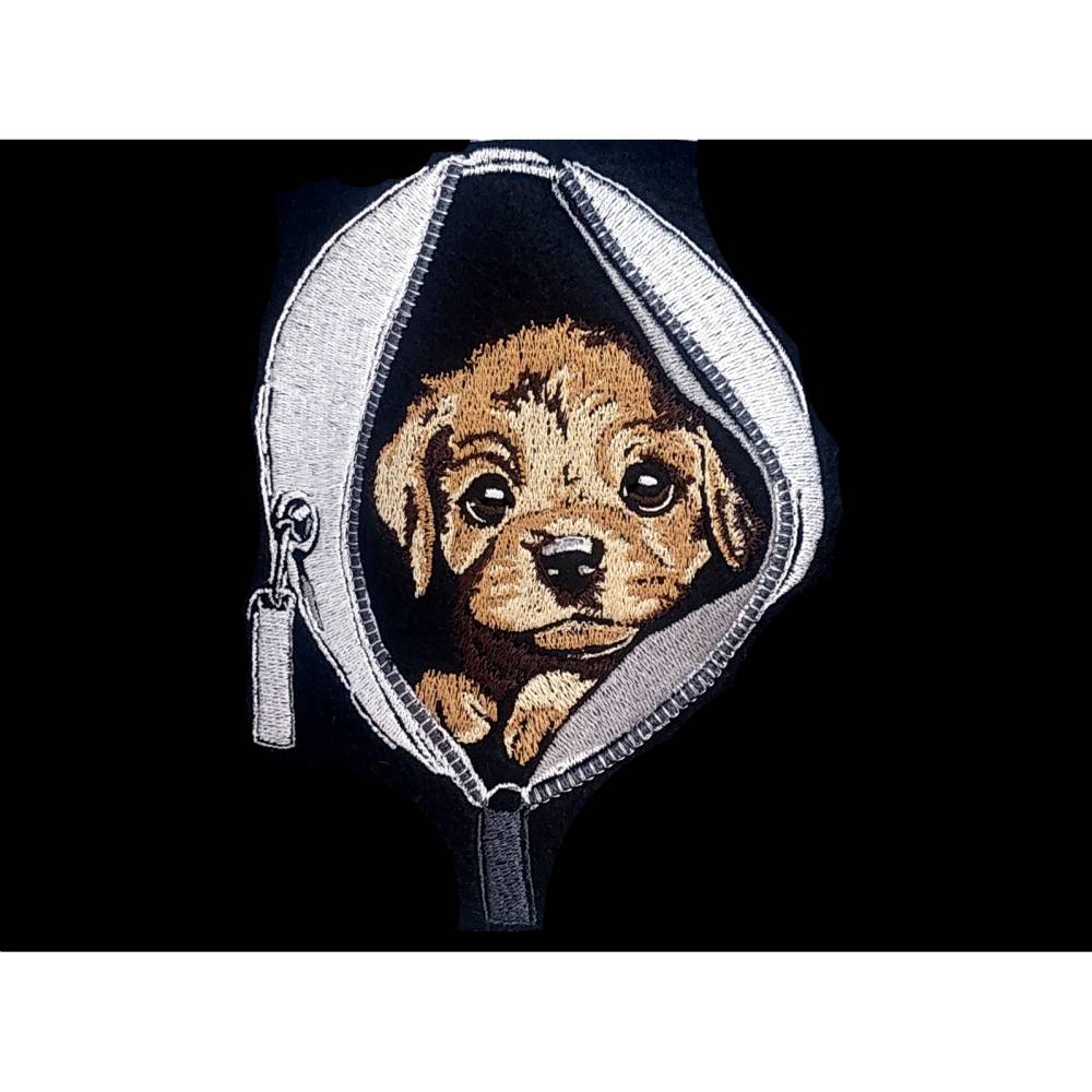 Welpe in Tasche Lichteffekt Stickdatei – Niedliche Hundestickerei 15-16x26cm, bzw. 17x20cm JEF Bild 1