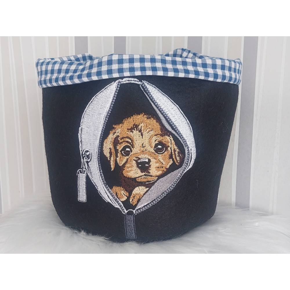 Welpe in Tasche Lichteffekt Stickdatei – Niedliche Hundestickerei 15-16x26cm, bzw. 17x20cm JEF Bild 3