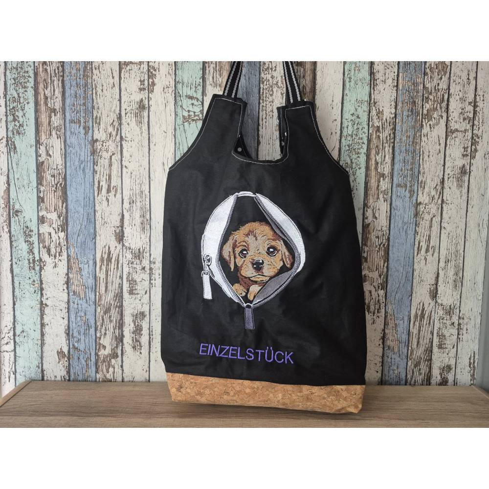 Welpe in Tasche Lichteffekt Stickdatei – Niedliche Hundestickerei 15-16x26cm, bzw. 17x20cm JEF Bild 8