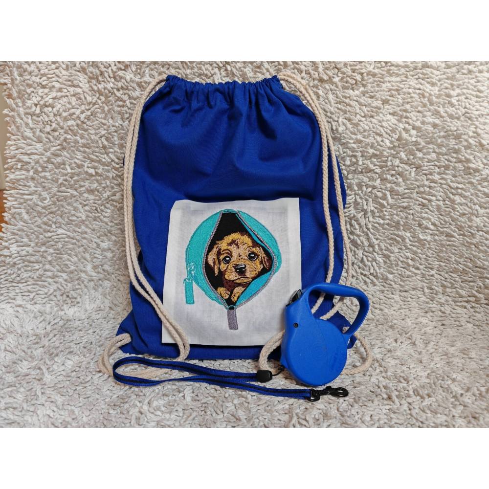 Welpe in Tasche Lichteffekt Stickdatei – Niedliche Hundestickerei 18x18cm bzw. 20x20cm Bild 9