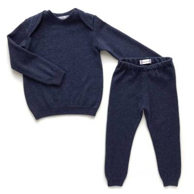 Zweiteiler / Pullover & Hose / Kaschmiranzug jeansblau / Upcycling
