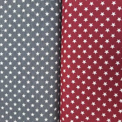 Baumwollstoff mit Sternen Weihnachtsstoff, Breite 1,40 m, Meterware, dunkelrot, Leinenstruktur