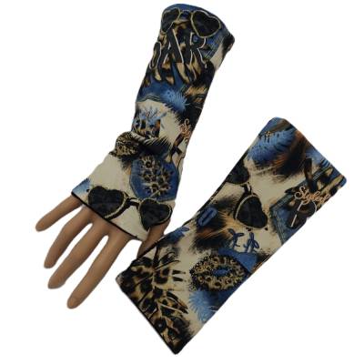 Wende- Armstulpen mit Daumenloch Leo und Jeanslook, 95% Baumwolle, 5% Elasthan