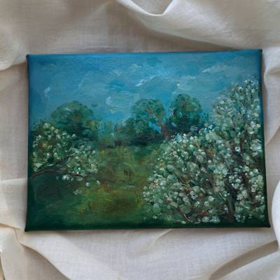 "Frühlingswiese" Leinwand 18x24 Wandgestaltung Landschaftsbild