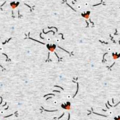 Alpenfleece Kuschel Sweat Strichmännchen hellgrau meliert (1m/14,-€)