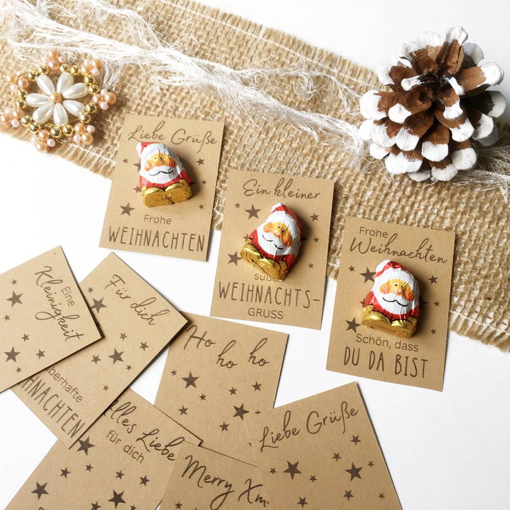 Weihnachten Gastgeschenk Druckvorlage – 9 DIY Weihnachtsgruß-Kärtchen als Download