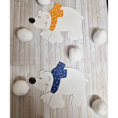Fensterbild Fensterkette Eisbären mit Schal – Tonkarton Deko für Winter & Weihnachten