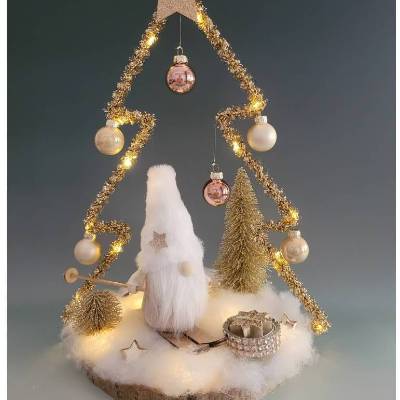 Wichtel auf Ski mit Tannenbaum mit Timer,Deko,Weihnachten,Geschenk,Advent,Sofortkauf,Unikat