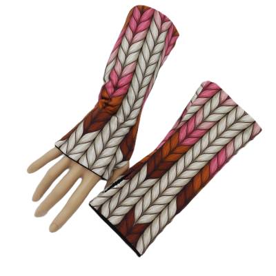 Wende- Armstulpen mit Daumenloch Strickmuster, 95% Baumwolle, 5% Elasthan