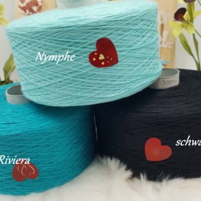 (GP € 72/KG) **Nymphe-Riviera-Schwarz ** Farbverlaufsgarn / Bobbel / Wolle  Glitzer Uni Wolle 3 fädig