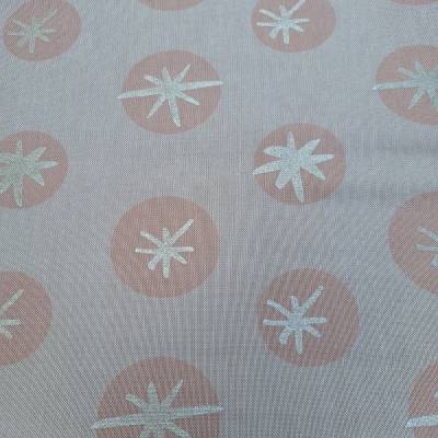 Baumwollstoff mit Kugeln, Sternen, Weihnachtsstoff, Breite 1,40 m, Meterware, natur, lachs, gold, Baumwolle, rico