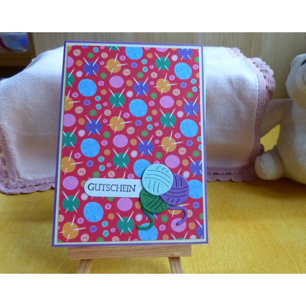 Gutscheinkarte Strickkurs,Wolle,Handarbeitsfreunde Bild 1