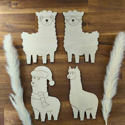 Alpakas aus Holz zum Bemalen / Holztiere / Bastelidee Kindergeburtstag	