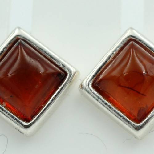 Bernstein Ohrstecker 7 x 7 mm aus 925 Sterlingsilber brauner Bernstein Unisex