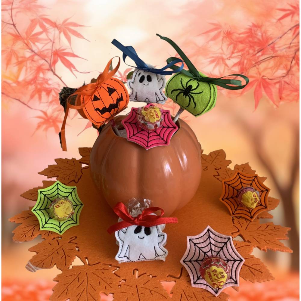 Stickdatei Halloween Lutscher Lolli Halter Set 867 – In the Hoop inkl. Anleitung Bild 1