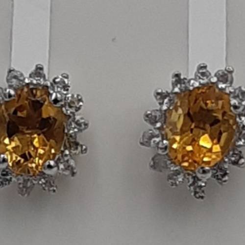 Edle 0,98 Carat gelber Citrin, Weißtopas, Topas Ohrstecker, Ohrring, 925 Silber